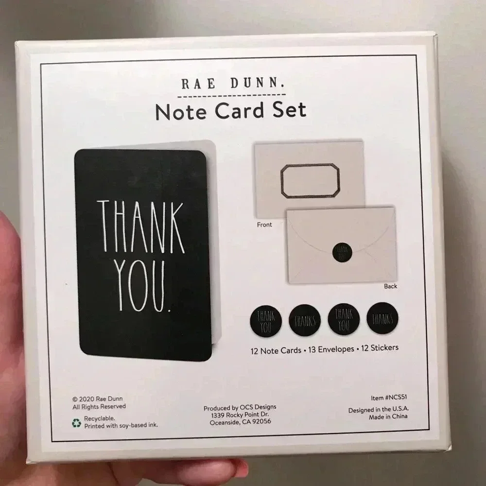 Rae Dunn Black Thank You Card Box